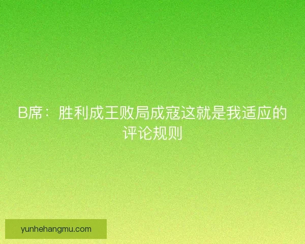 B席：胜利成王败局成寇这就是我适应的评论规则