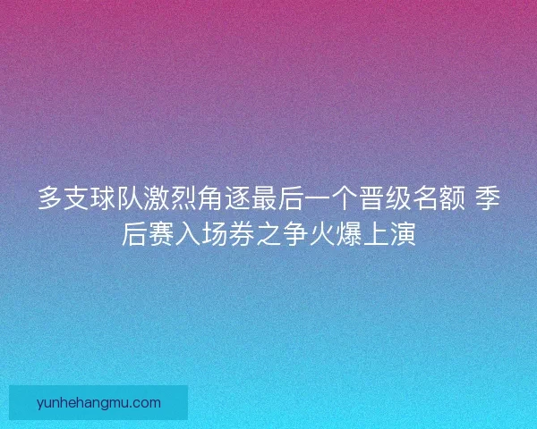 多支球队激烈角逐最后一个晋级名额 季后赛入场券之争火爆上演